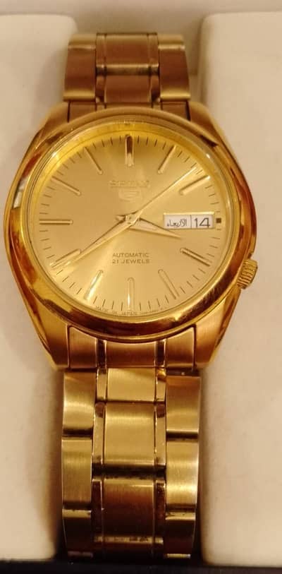 Seiko 5 Automatic 21 Jewels Gold-Tone Men's Watch - Model SNKL48K1