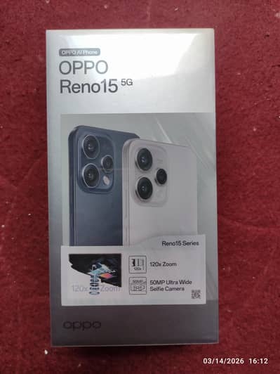 OPPO Reno 15 5G, Box pack 12GB+512GB, Color: Arora white