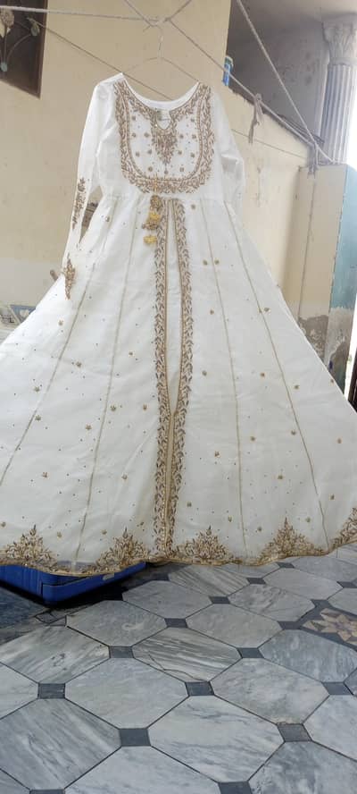 Beautiful White & Golden Heavy Embroidered  with 3 peace+Almost New
