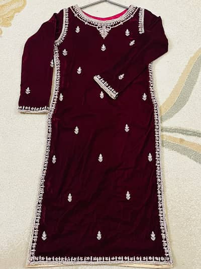 3pc velvet shirt with trouser and dupata