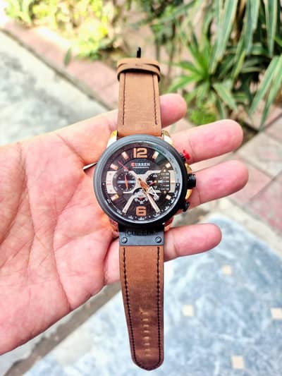 Curren Men's Luxury Leather Chronograph Watch