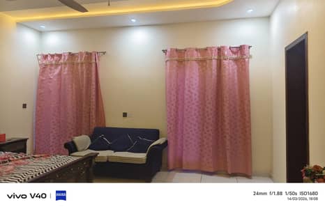 Pair of 2 Pink fancy curtains height 8 feet and width 7.5 feet.