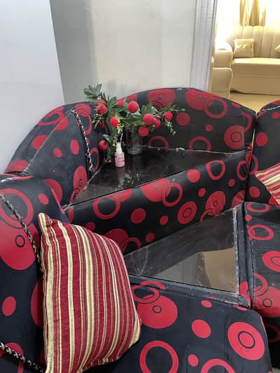 L-Shaped Sofa Set with Center Table with side tables  – Good Condition