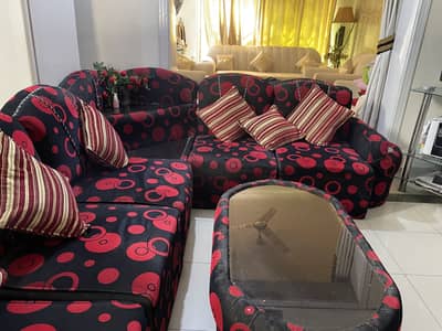 L-Shaped Sofa Set with Center Table with side tables  – Good Condition