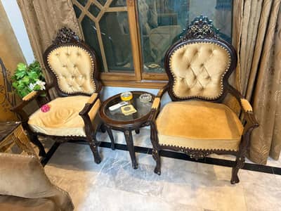 2 chair with table  made in pure tahli wood