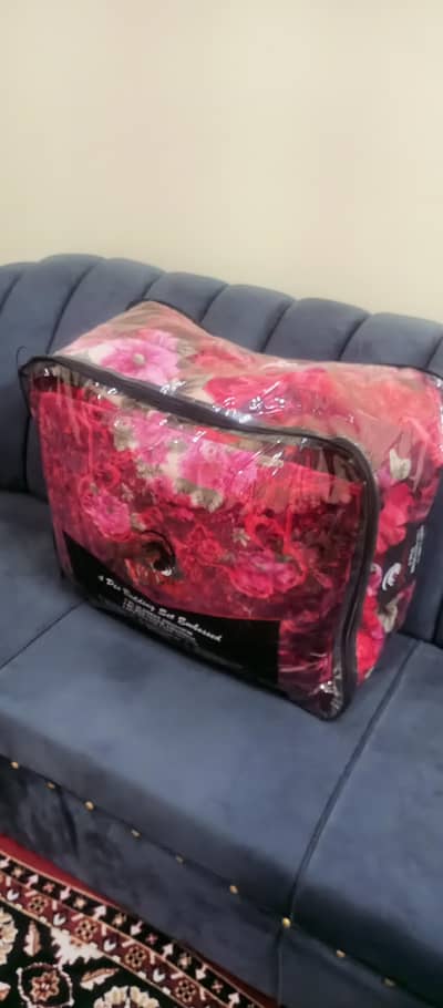 Luxury Emboss Velvet 4-PC Double Bed Set – Brand New Untouch With Tags