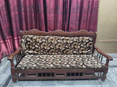 Wood 5-Seater Sofa Set – 100% Authentic.