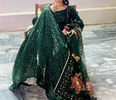 Emerald Green Lehenga Choli - 3 Piece Set