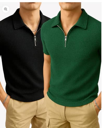 Black and green polo shirts.