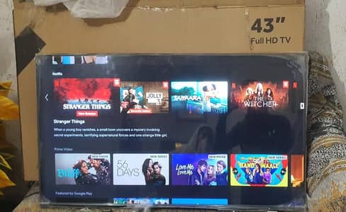 haier 43 inch android led borderless with original voice remote p