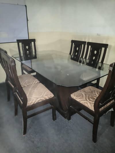 6 seater wooden dining table -like new"