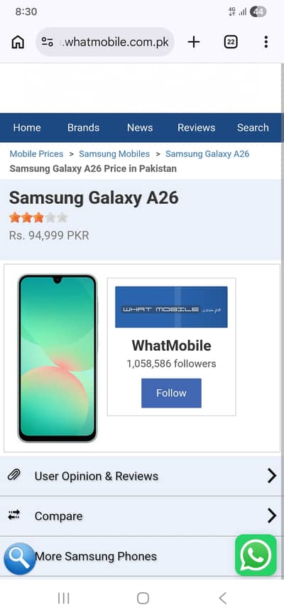 I am sale samsung A26 specification 8gb 256 gb 5g 93000 final price