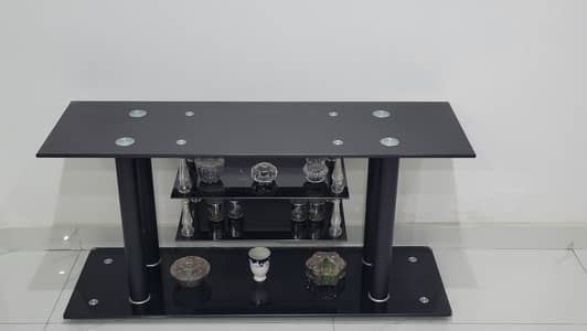 Modern Black Tempered Glass TV Console