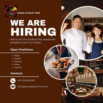 Restaurant Staff Required (Rider, Cashier, Waiter)