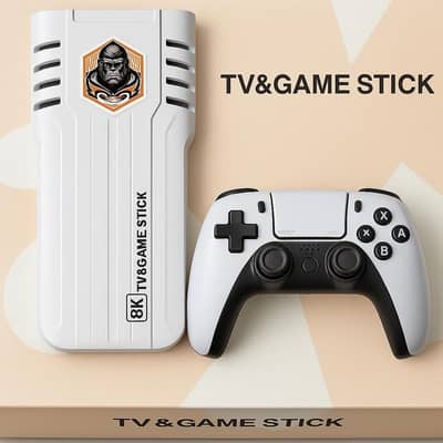 Android tv and game stick  with 2 wireless controllers.