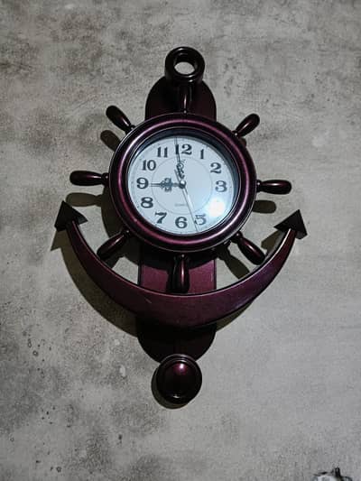 Nautical Ship Wheel and Anchor Wall Clock