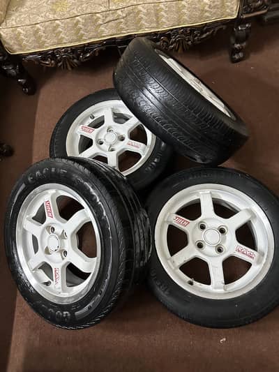TE37 rims with tyres for sale