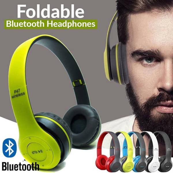 ORIGINAL IMPORTED P47 Wireless Bluetooth Head Phones Foldable, Super Bass & Multi-Color Freedom