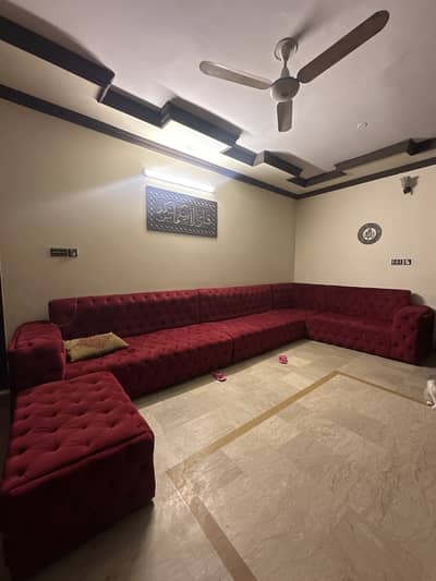 Full quilted sofa L shape velvet