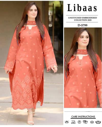 2 Pcs Women's Unstitched Embroidered Suit