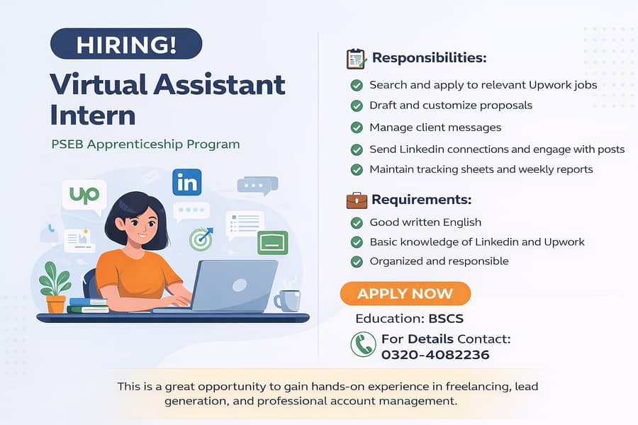 Virtual Assistant Intern (Apprenticeship – PSEB Program) - Onsite 0