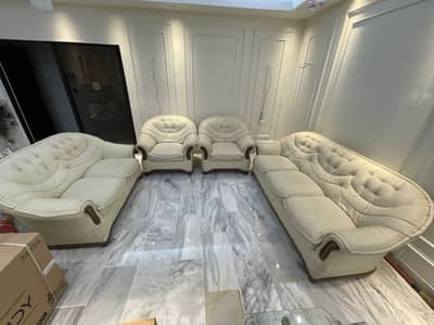 two 7 seater leather sofa sets