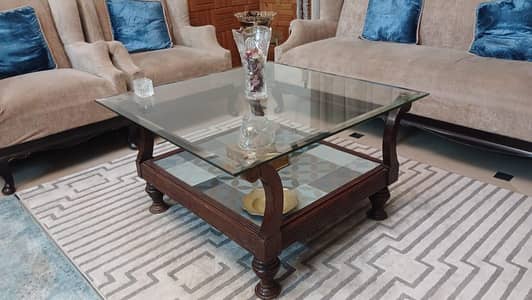 03 Glass Top Wooden Tabless for Sale