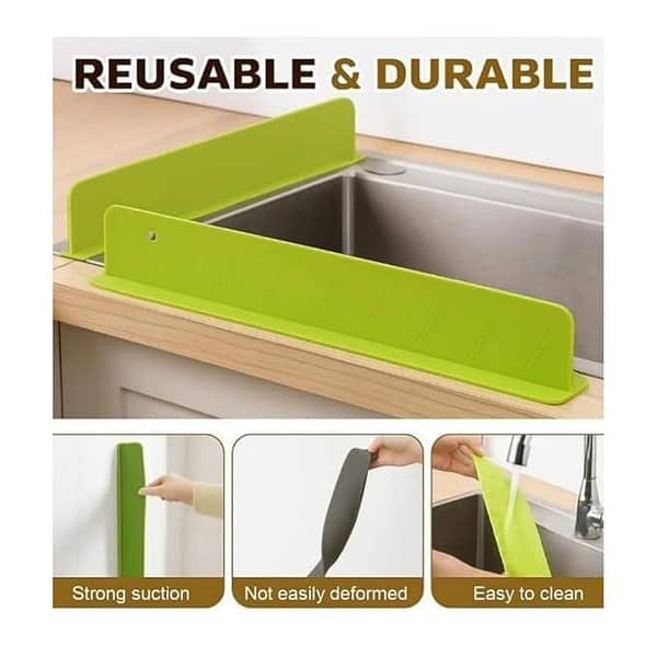 Silicone Kitchen Sink Splash Guard with Suction Cups – Water Splash Barrier Backsplash Protector, Oil & Stain Resistant Flexible Sink Protector (1 Pack, Multi Color)