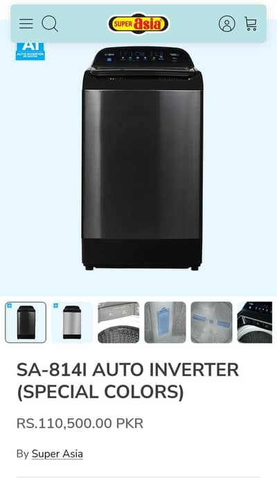 Brand New Box Pack Super Asia SA-814i Auto inverter Washing machine