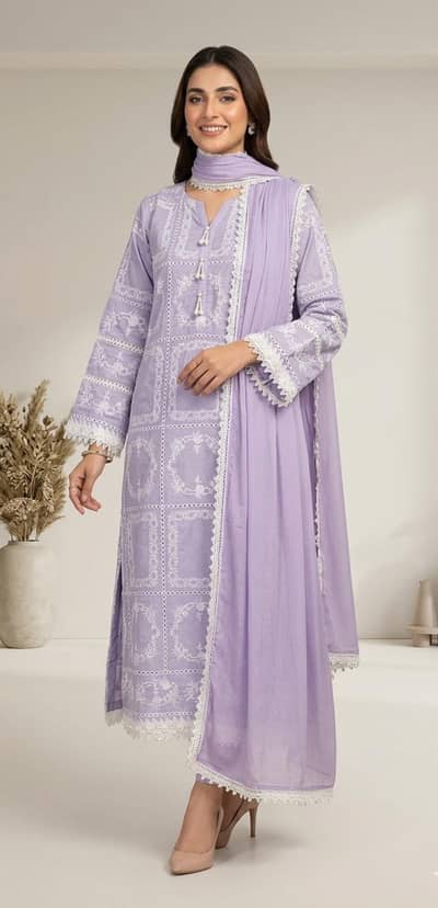 Ladies Chikan Kari Dress With Dupatta Large Size