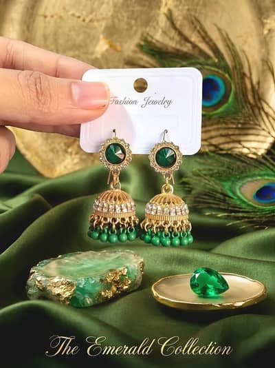 Fancy Gold plated crystal jhumka