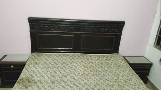 king size bed with side tables without mattress