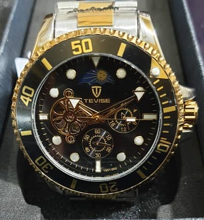 Tevise T801 Original Moon Phase Tourbillion Stainless Steel Watch