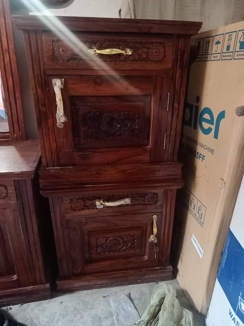 solid wood double bed with 2 side tables 1