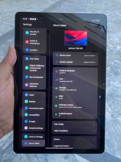 Lenovo M11 Tablet 4 GB RAM , 128 GB Storage.