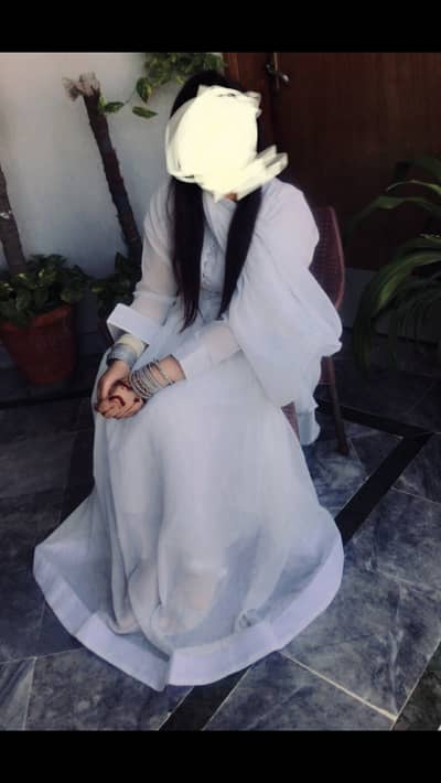 White anarkali frock