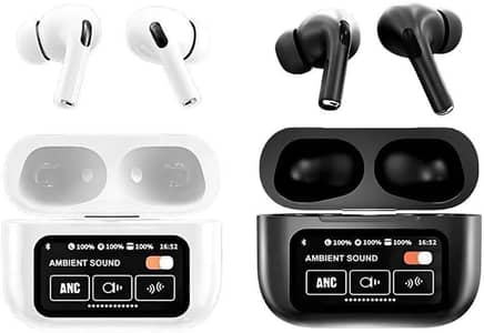 white Airpods 2nd Gen ANC Bluetooth Earbuds With Display Case