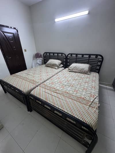 2 Single Iron Beds With Mattress