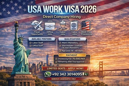 USA Work Visa 2026 – Office & Labor Jobs | Direct Company Hiring