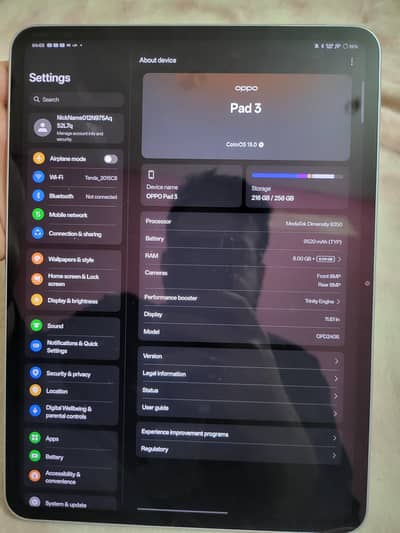 Oppo pad 3 8/256 144hz 67W 3K IPS