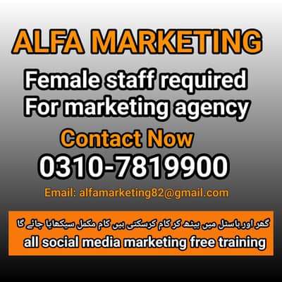 female staff required for online and office work