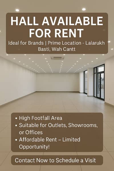 Hall Available for Brands & Banks on very prime location