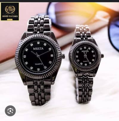  MSETA Black Luxury Couple Watch Set 