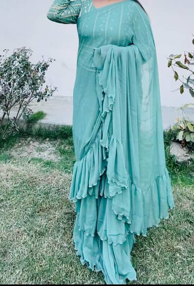 Chiffon Saree with Mukesh work kurti