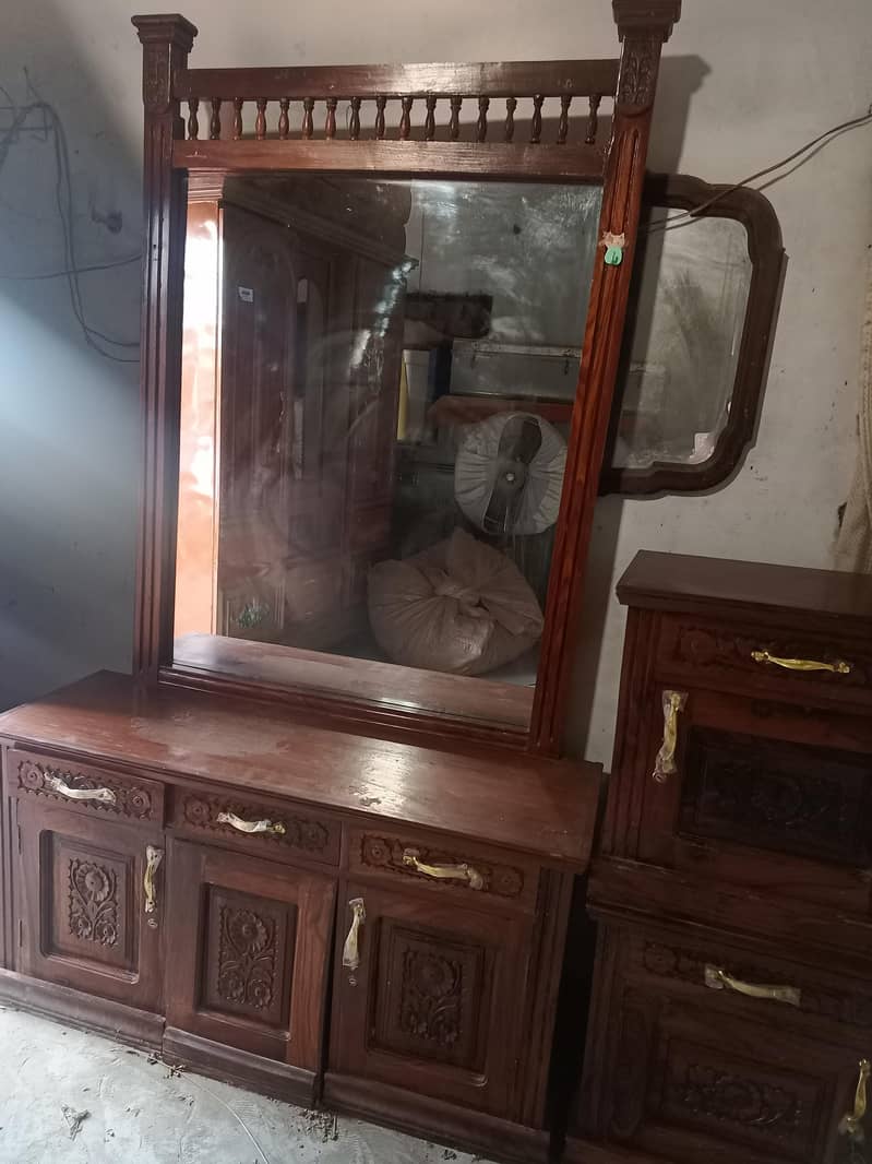 solid wood double bed with 2 side tables 2