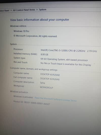 Intel core (i5-5th Generation)  Laptop | 8Gb ram| 1 TB hardisk drive|