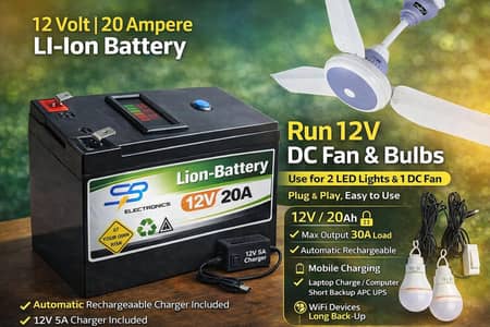 12v 20A lithium ion battery Dc Fan Dc lights