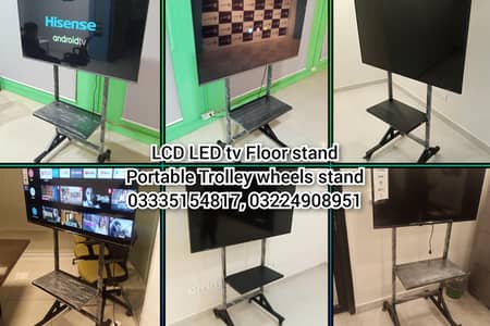 TV Led LCD trolley floor stand with wheels for home office gaming expo