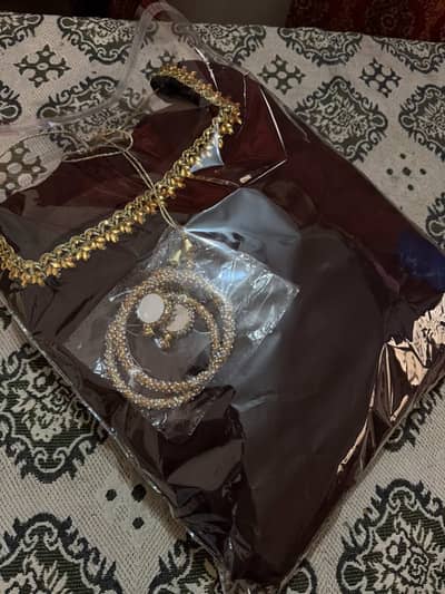 Dark Brown Embellished Long Kurta With Gharara & Dupatta - Brand New