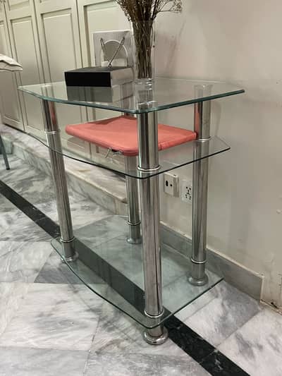 Glass corner table 3 layer
